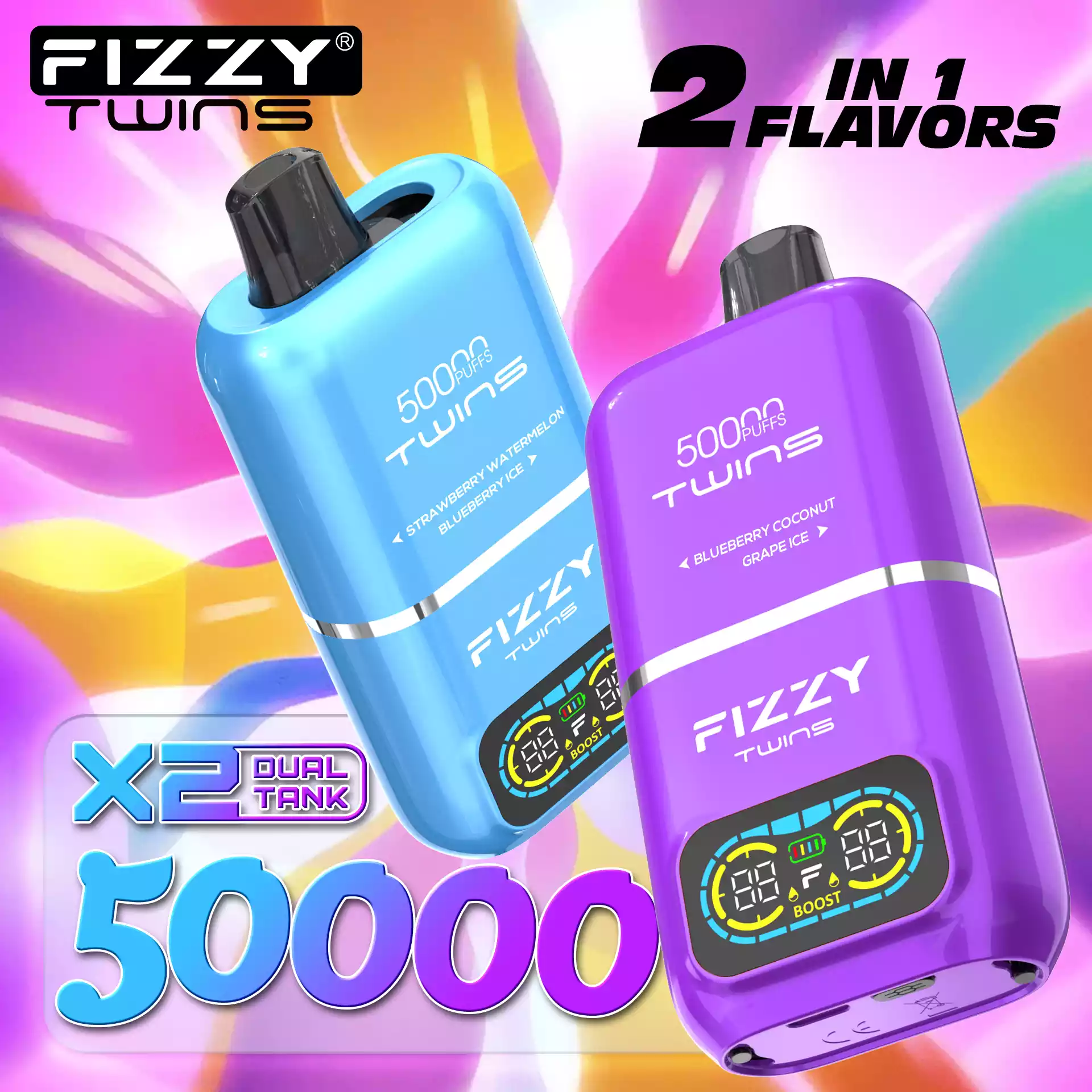 FIZZY Twins 50000 Puffs - Double Flavor