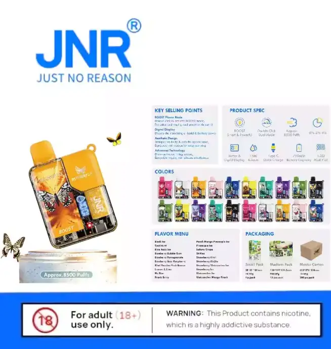 JNR Butterfly 8500 Puff – Vape Rechargeable Premium