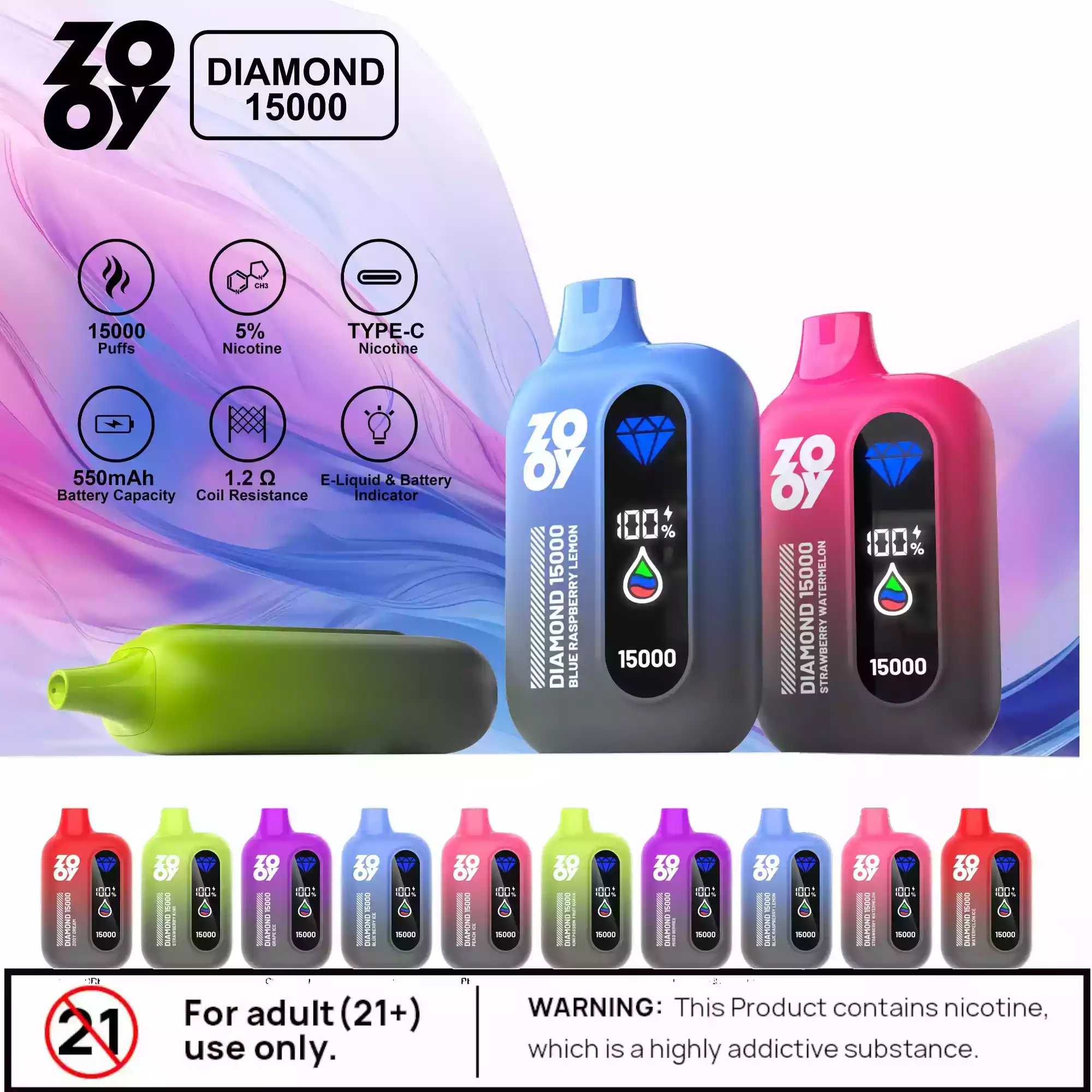 Zooy Diamond 15000 – Vape Premium LED